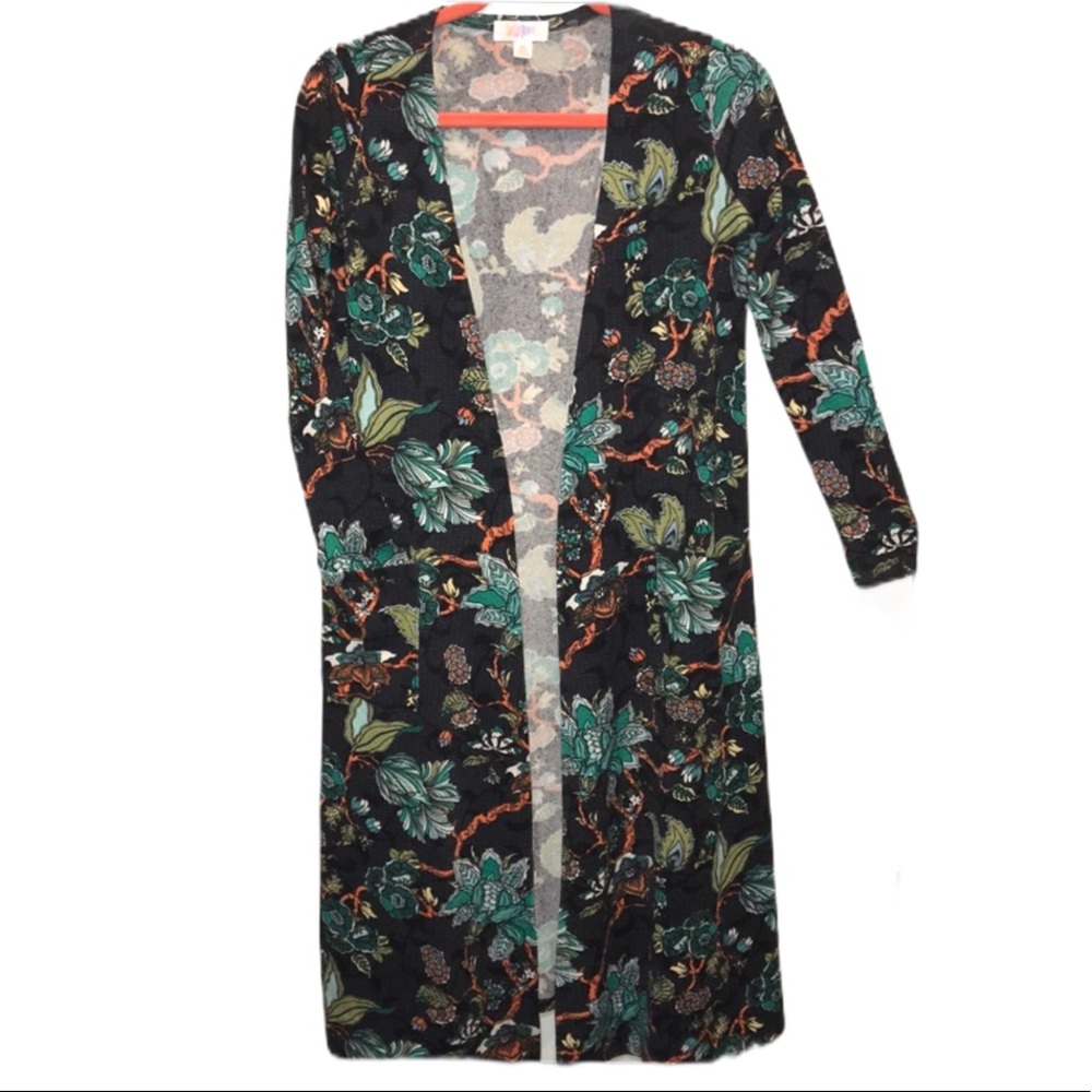 LuLaRoe Sarah Floral Long Cardigan Duster size XS